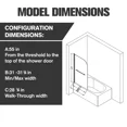 thumbnail image 4 of Frameless Pivot Shower Door Panel for Bathtub, 1/4" SGCC Tempered Glass, 31''x55'' Matte Black, 4 of 11