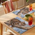 thumbnail image 4 of Sleeping Cat Christmas Placemats Set of 2 Branches Pine Cone Snowy Place Mats Indoor Wipeable Table Mats Washable Cloth Dining Table Placemats for Kitchen Holiday Party Home Decor 13x19 Inch, 4 of 9