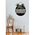 thumbnail image 4 of Gather Together Sign Farmhouse Wood Sign Front Porch Decor Rustic Wooden Sign Wall Decor Hanging Wooden Decorations with Bow-Knot for Home Porch Wall Door, 11 x 11 inch, 4 of 7