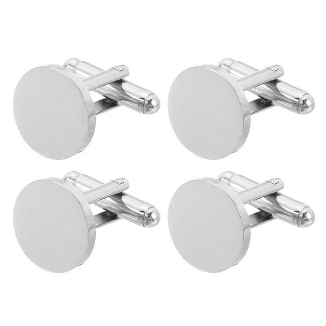 Paquete de 4 gemelos de 15mm de diámetro para hombres, gemelos de camisa redondos de acero inoxidable, plata