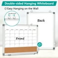thumbnail image 6 of DOLLAR BOSS Monthly Calendar Whiteboard 16" x 12" Magnetic Dry Erase Board Combination Board Cork Board for Wall, Double-Sided White Board, Portable Board with Markers Magnets Eraser, White Frame, 6 of 8