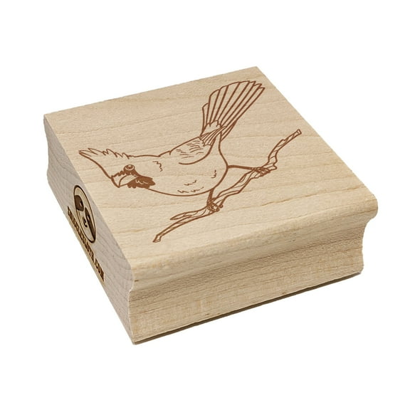 Captivating Northern Cardinal Bird Square Rubber Stamp Stamping Scrapbooking Crafting - Small 1.25in