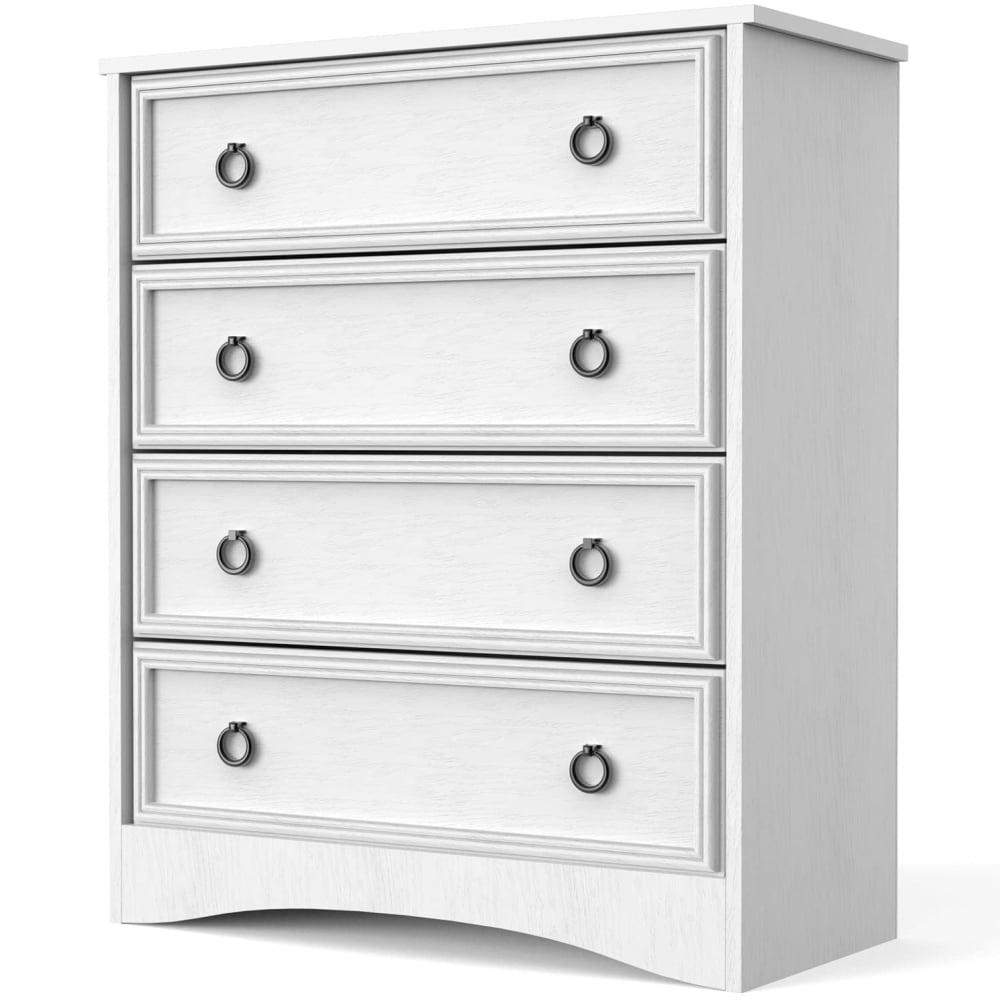Jiekair White Dresser, 4 Drawers Dresser Chest for Home Room