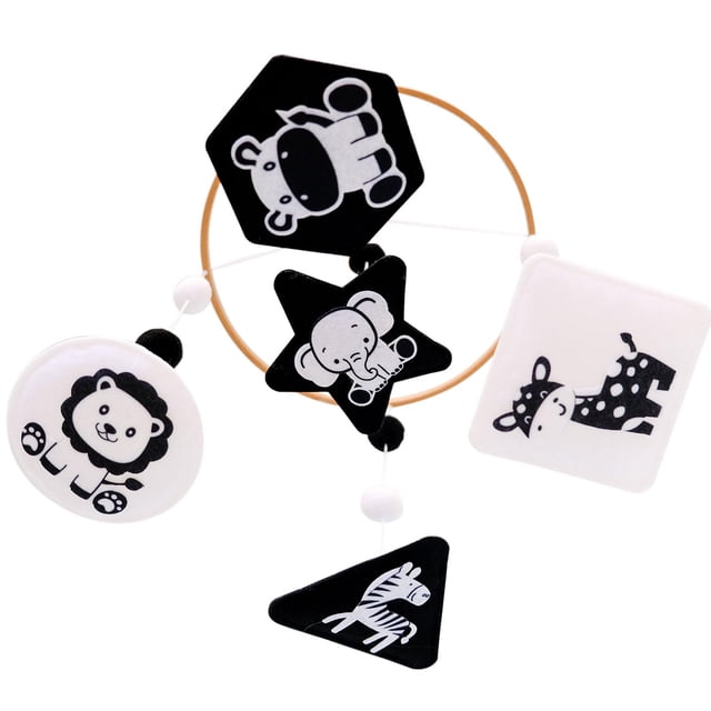 Móvil Montessori para Bebé Vlokup Animales Safari en Blanco y Negro