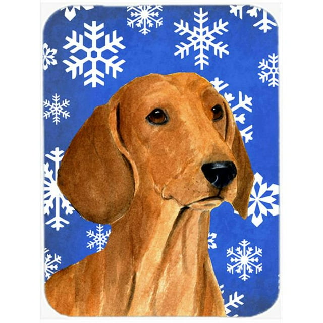 Carolines Treasures SS4625LCB Dachshund Winter Snowflakes Holiday- Glass Cutting Board - Large