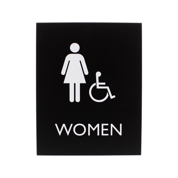 Lorell LLR02666 8.5 x 6.75 in. Women Handicap Restroom Sign - Plastic - Black