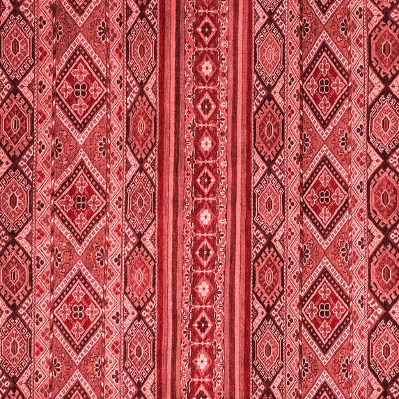 Ahgly Company Machine Washable Indoor Square Abstract Red Modern Area Rugs, 3' Square