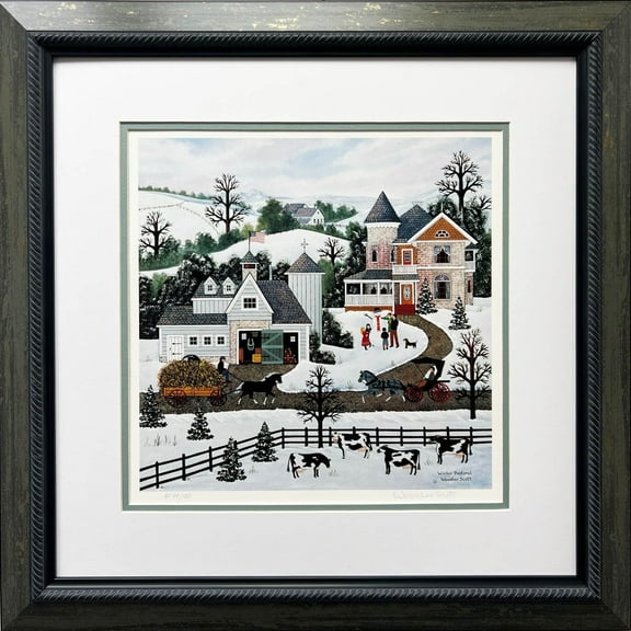 Jane Wooster Scott "Winter Pastoral" Hand Signed CUSTOM FRAMED ART Generic