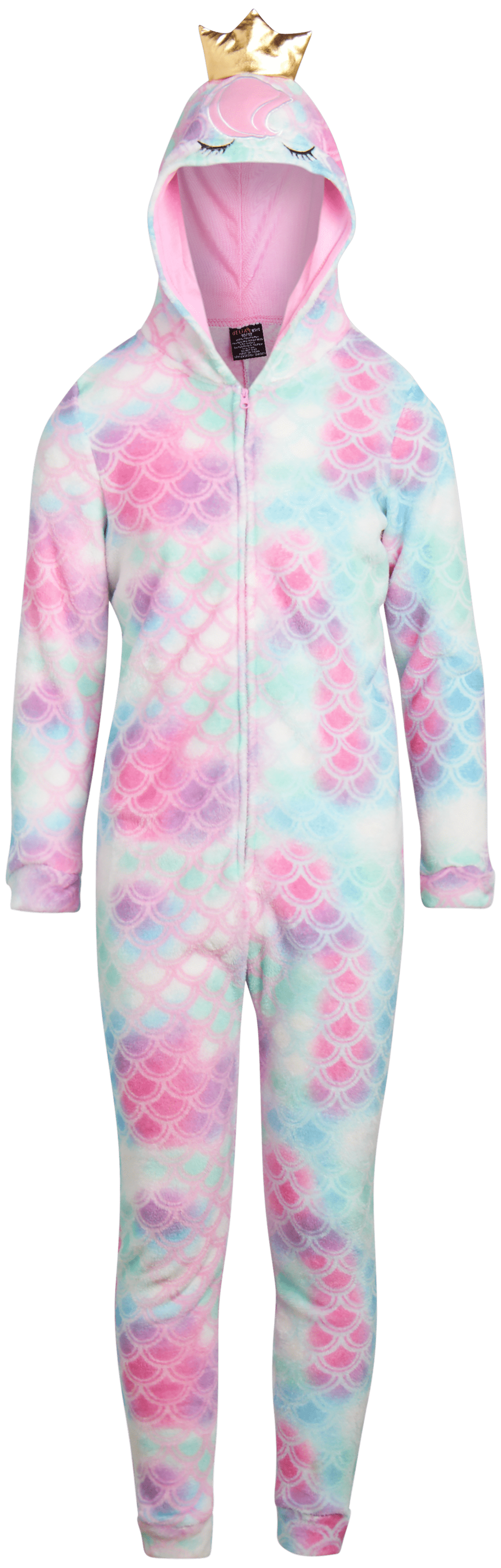 dELiAs Girls’ Pajamas Plush Fleece Sleepwear Onesie with 3D Critter Hood (Size 716