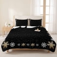 thumbnail image 3 of Quilts Twin Size Bedding Set, Black Snowflake Christmas Lightweight Quilted Comforter, Xmas Snowflake Winter Soft Reversible Bedspread Coverlet with Pillow Covers for All Season, 68" x 86", 3 of 9