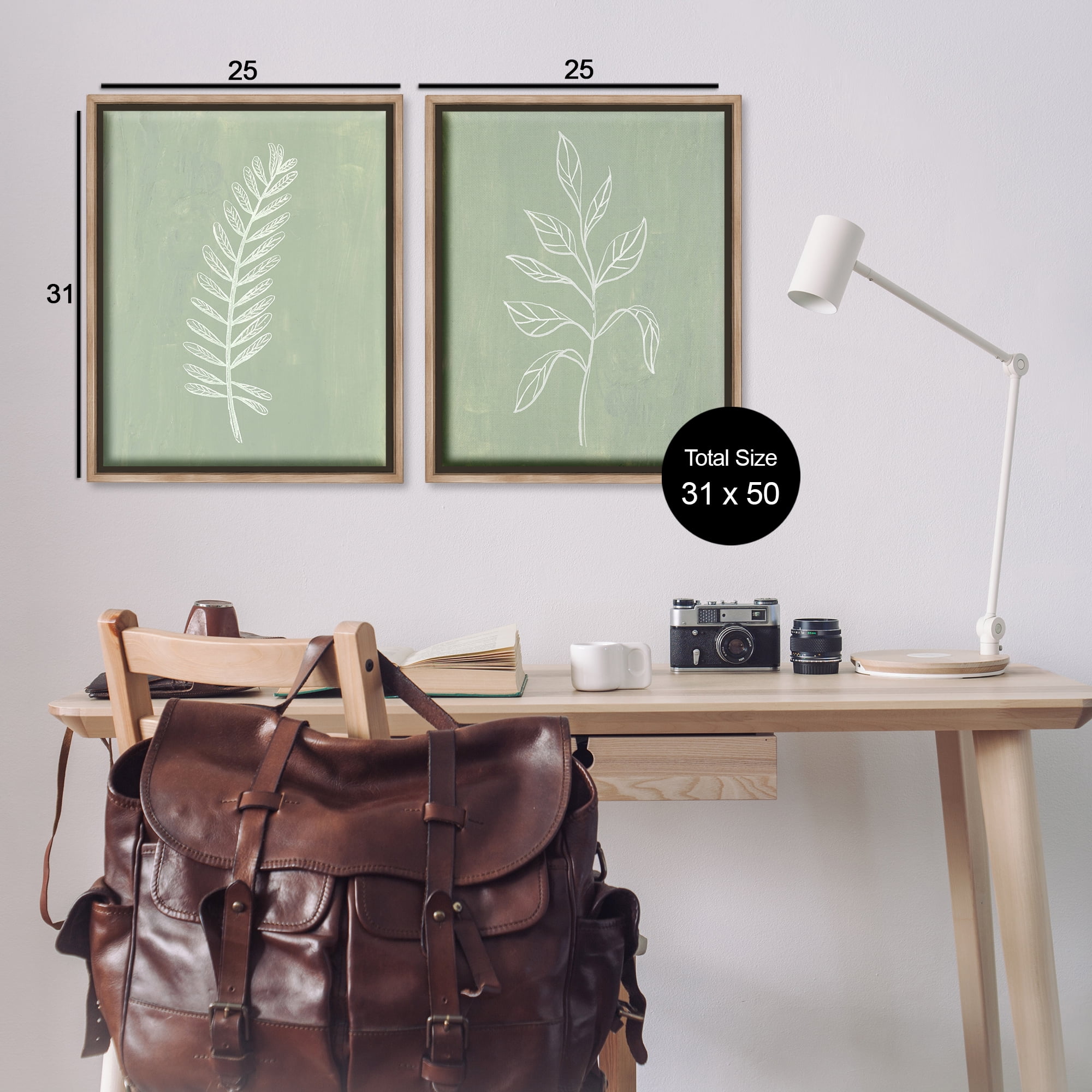 Stupell Industries Forest Fern Sprigs Floral & Botanical Painting Brown Floater Framed Canvas Art Print Wall Art, 31 x 25, Set of 2