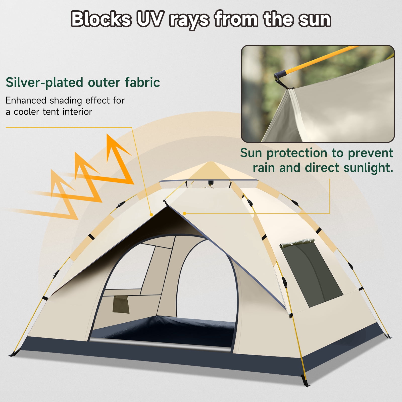 SAN LIKE Camping Tent 2/3/4 Person Instant Easy Pop Up Tents for Camping Lightweight Backpacking Tent Automatic Waterproof Family Easy Set Up Tent for Camping Hiking Traveling - With Windows