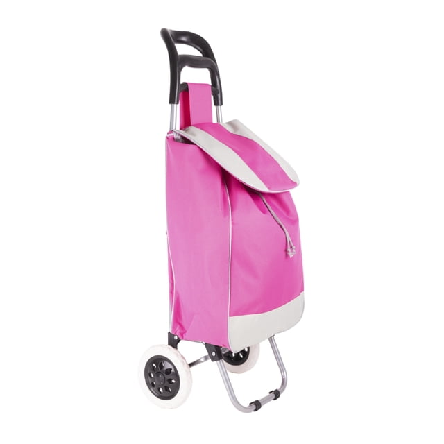 Carrito Plegable Multifuncional Queen Sense Ideal Para Mandado Supermercado Con Bolsa De Lona Color Rosa