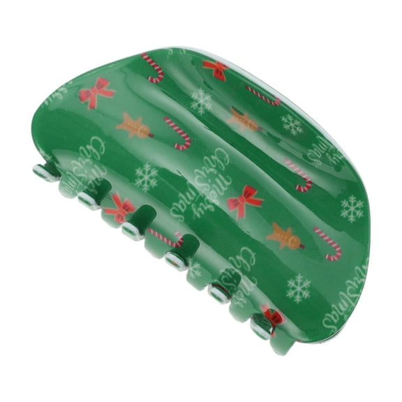 Unique Bargains 1 Pc Christmas Hair Clips Semicircle Crutch Hairdo Clip for Christmas 3.35"x1.77"x1.77" Green
