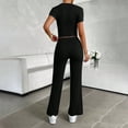 thumbnail image 6 of Bosfbaoi Two Piece Sets for Women Crew Neck Short Sleeve Crop Top and Drawstring Elastic Waist Straight Leg Pants Casual Womens Summer Outfits, 6 of 6