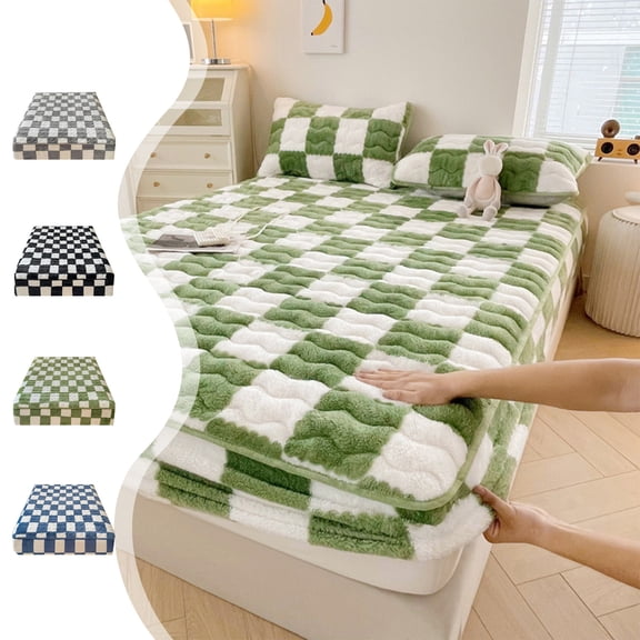 HJuyYuah Letter Printed Checkerboard Fitted Sheet, Soft Quilted Mattress Cover Fade Resistant, 35.4x78.7 Inch