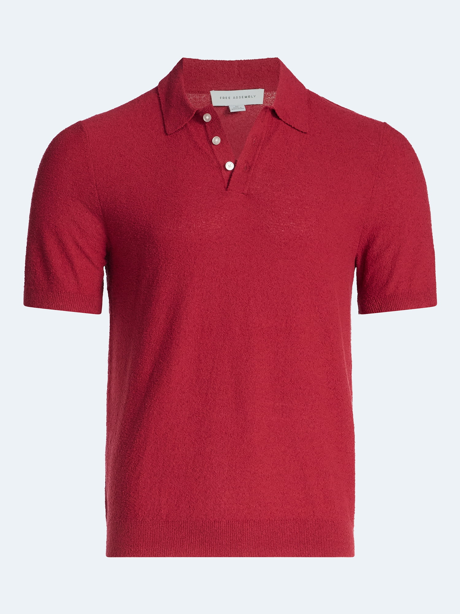 Free Assembly Men's Boucle Polo Sweater with Short Sleeves, Sizes XS-3XL