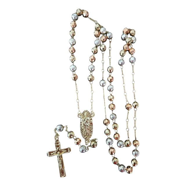 Rosario San Judas Tadeo Y Cruz,oro Laminado 18k,facetado