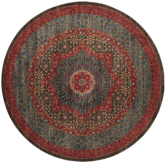 SAFAVIEH Mahal Lidija Oriental Area Rug, Navy/Red, 9' x 9' Round