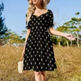 thumbnail image 4 of Vestido sin mangas marrón pálido medio con lunares negros | Vestidos de mujer para ocasiones especiales, vestido de verano., 4 of 7