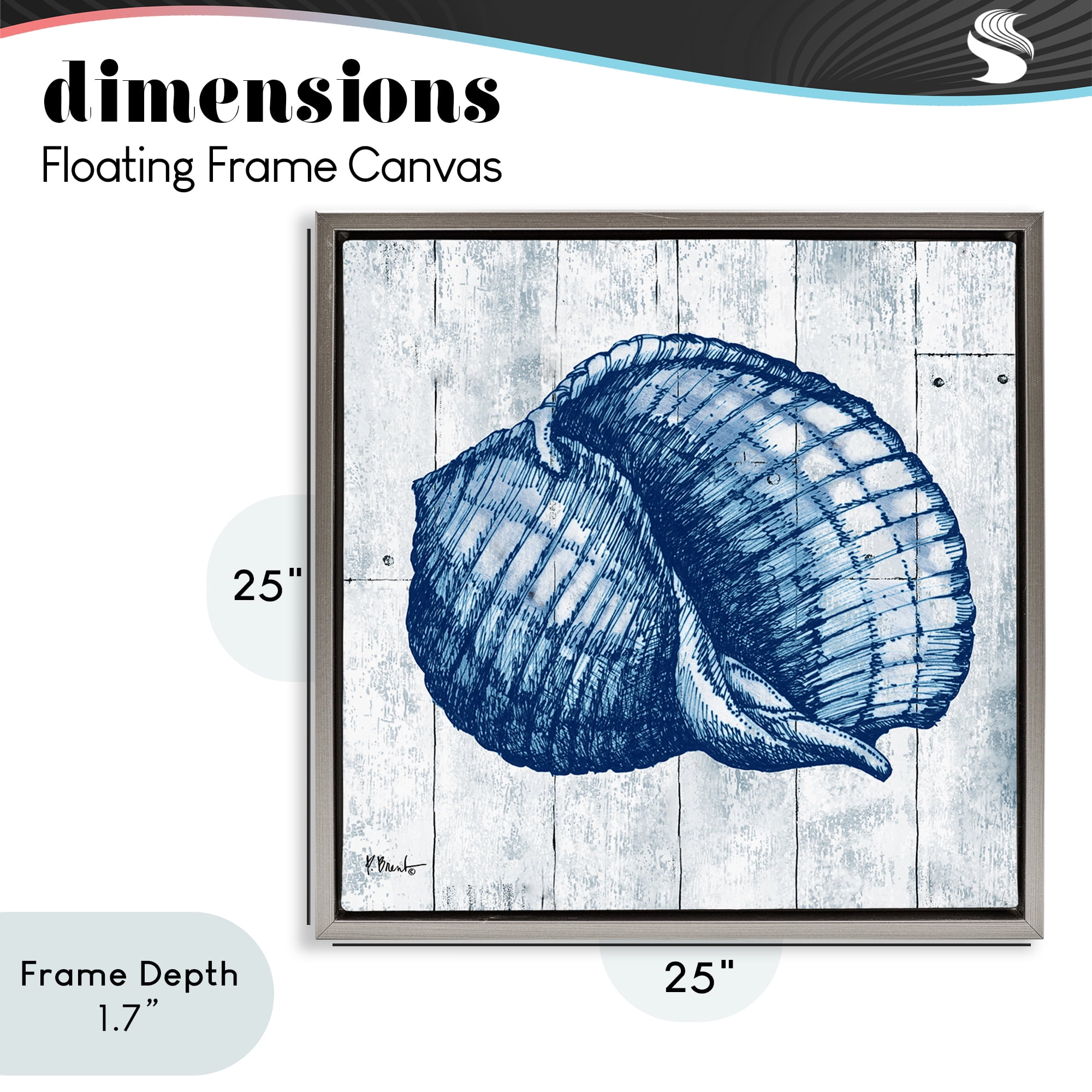 Stupell Industries Coastal Timberland Shell Gray Framed Floater Canvas Wall Art, design by Paul Brent
