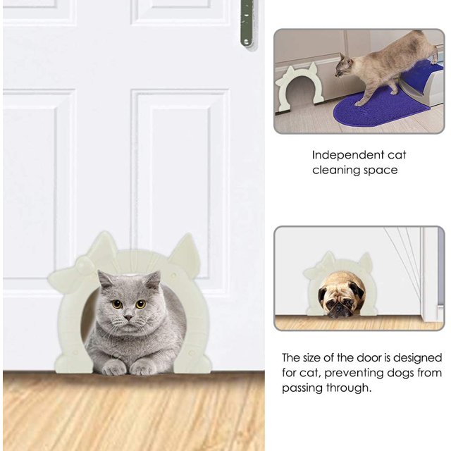 La puerta para gatos, la puerta para gatos, la puerta interior, el canal en forma de orificio de 2 vías es adecuada para puertas de vidrio huecas completas, adecuada para gatos de menos de 21 libras. El bote de basura oculto en el lavadero del sótano es fácil de instalar ACTIVE Biensenido a ACTIVE