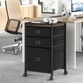 thumbnail image 6 of Accreate Rolling File Cabinet with Metal Frame & Fabric Drawers, Lockable Wheels, Mobile Storage for Home Office, Desk Side Table, Black, 6 of 6