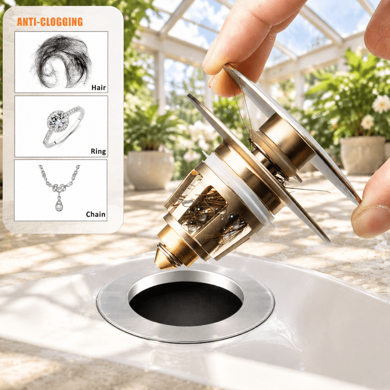Universal Bathroom Sink Drain Stopper Brushed Nickel Fits Pop-Up Vessel ...