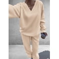 thumbnail image 4 of Conjunto Casual de Buzo PRETTYGARDEN Cuello en V Pantalón Ancho Beige XXL, 4 of 6