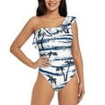 thumbnail image 2 of Yiaed Retro Coconut Tree Print Women One Piece Swimsuits Tummy Control One Shoulder Bathing Suits Pattern Ruffle Swimwear-Medium, 2 of 8