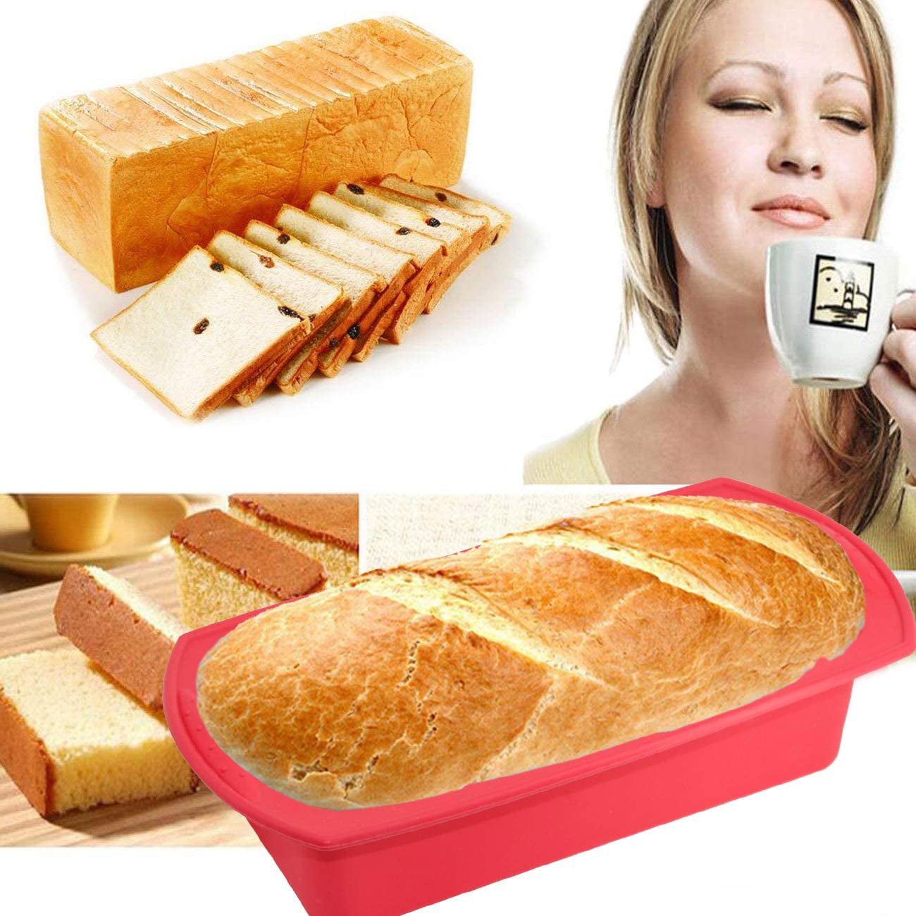 Silicone Bread and Loaf Pans, Non-Stick Silicone Bread Pan, Set of 2 Loaf  Pans for Baking Bread, Stain- and Odor-resistant 