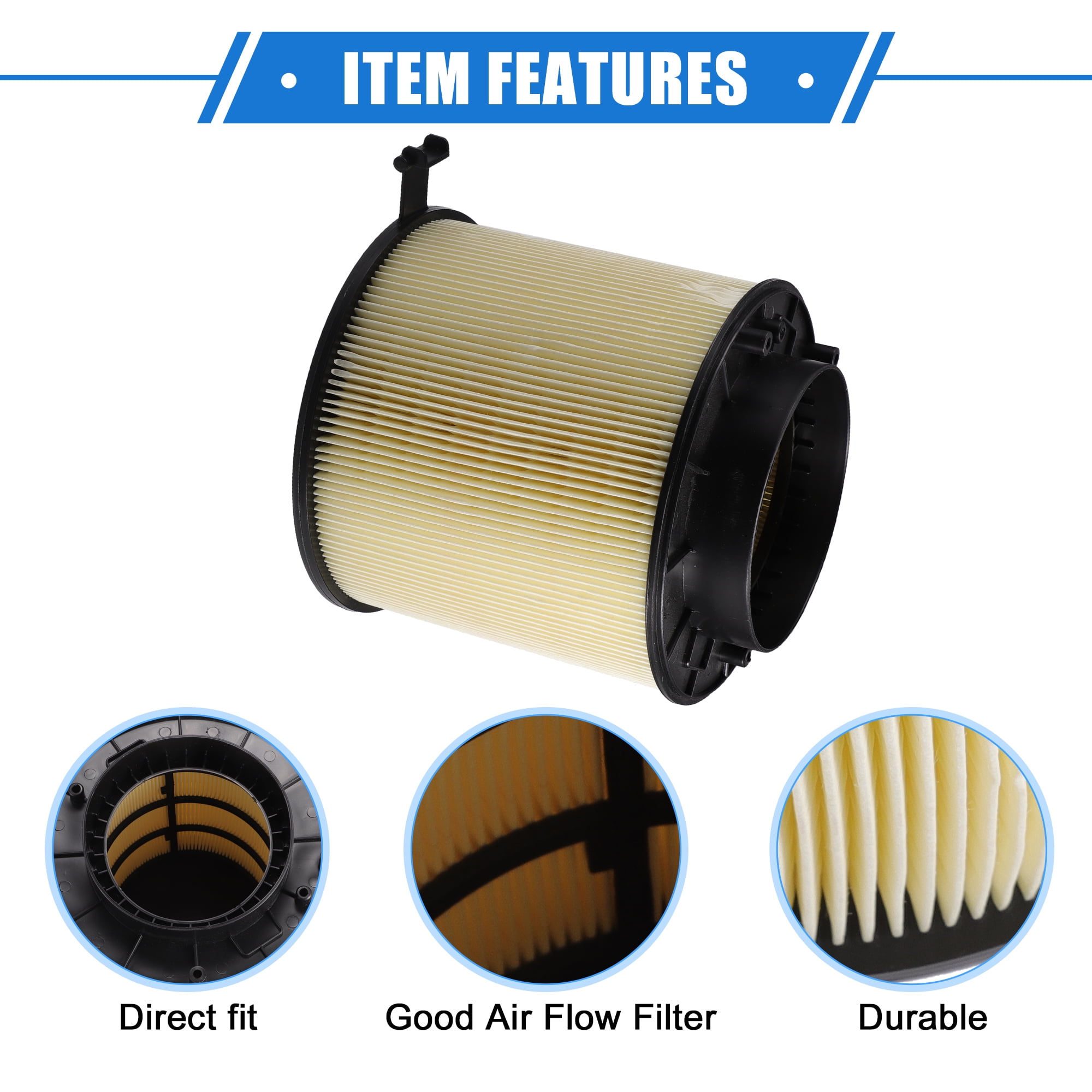 Unique Bargains PP Car Engine Air Filter for Audi Black, Beige 7.28"x6.50"x6.30"(L*H*D)