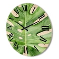 thumbnail image 3 of Designart 'Close Up Green Monstera Leaf Tropical Palm' Tropical Wood Wall Clock, 3 of 5