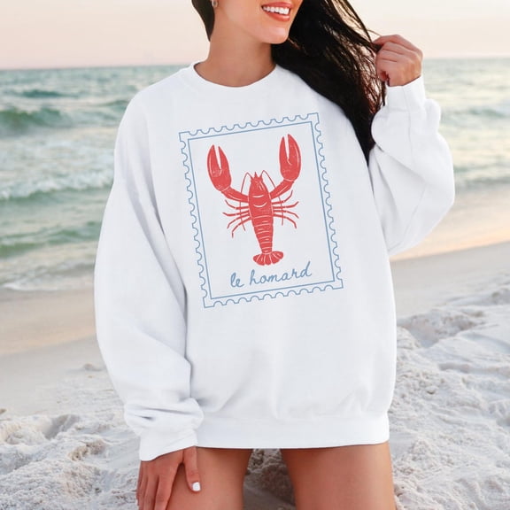 Le Homard Lobster French Coastal Fisherman Style Sweatshirt All size S-3XL
