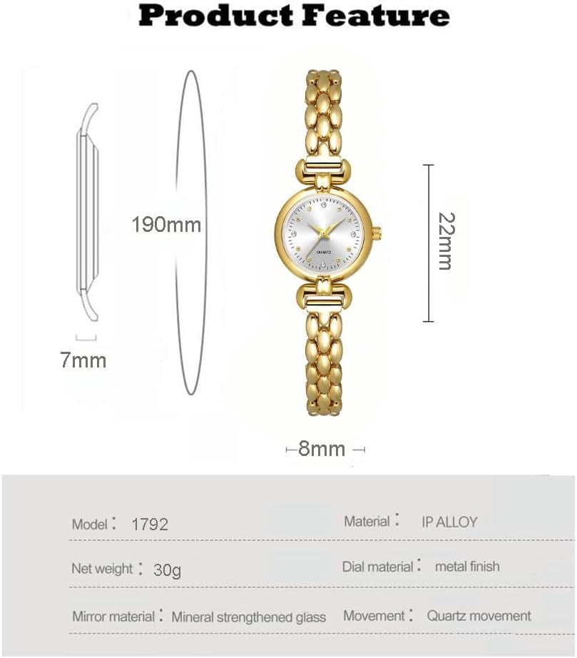 Petite Womens Round Simple Wrist Watch Fashion Dress Diamond Female Watches for Ladies Analog Quartz Stainless Steel Waterproof Watch