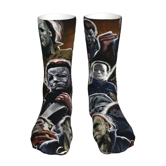 Michael Myers Halloween Socks Lightweight Casual Knitted Socks Soft Elastic Sockings Tube Socks For Men Women