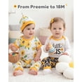 thumbnail image 5 of KIMI BEAR Newborn Baby Girl Layette Set 0-3 Months Shower Gift Sets 4 Packs Romper Pants Sets Long Sleeves Short Sleeves Floral Bodysuit with Hat Gloves 10pcs Yellow, 5 of 7