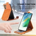 thumbnail image 5 of SaniMore for Samsung Galaxy S21 FE Magnetic Closure Top & Bottom Flip Wallet Case, Premium PU Leather Cover with Car Mount Card Slot & Adjustable Kickstand Full Body Protective Shell, Brown, 5 of 9