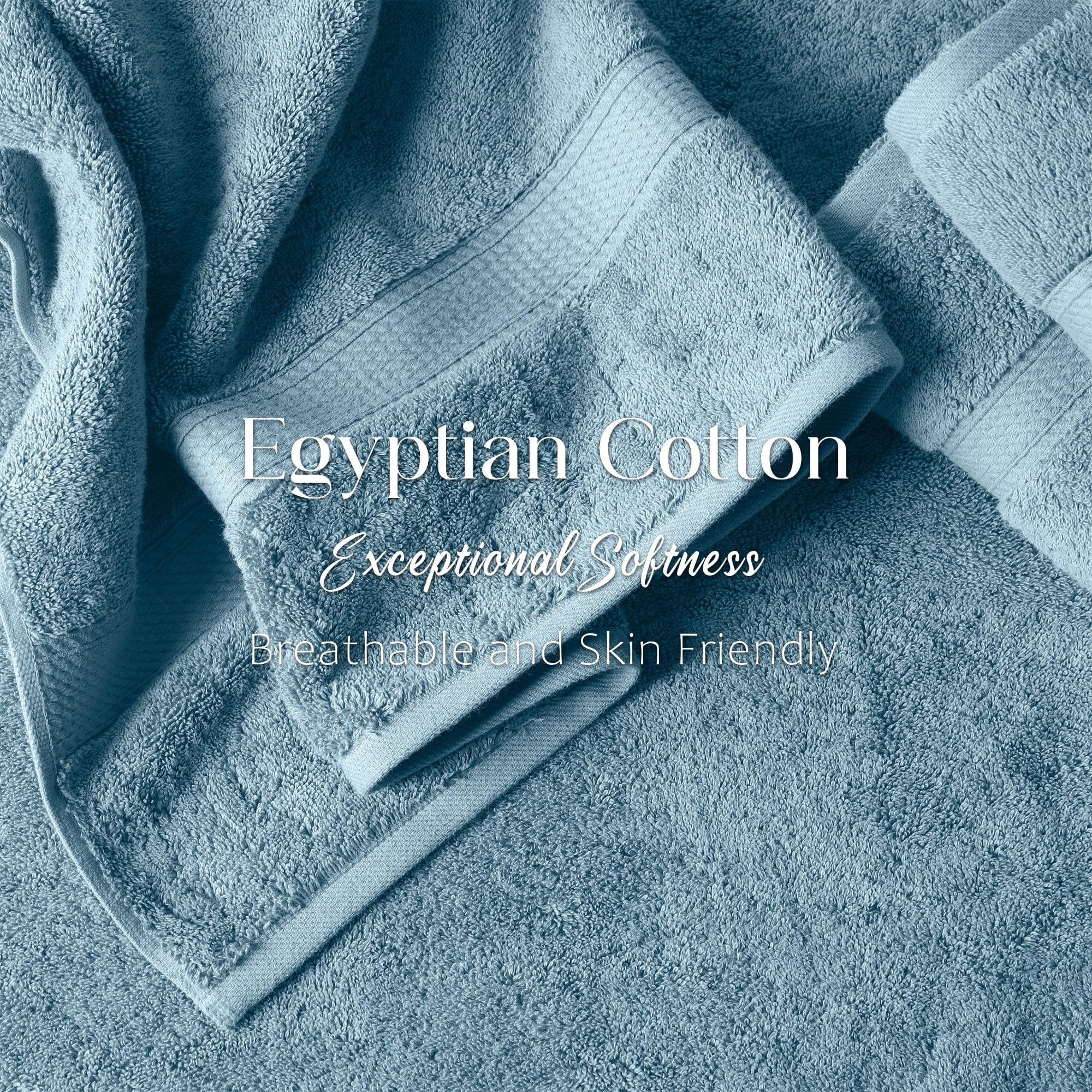 Superior Madeline Egyptian Cotton Ultra-Plush 12-Piece Towel Set, Denim Blue