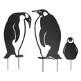 thumbnail image 2 of Estatua de estaca de familia de pingüinos, simulación de estaca de hierro hueca vívida, decoración para jardín, césped y patio., 2 of 14