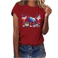 thumbnail image 1 of KIHOUT T-shirt Graphique d'Été pour Femmes, Imprimé 4th of July, Col Rond, Manches Courtes, Rouge 2TG, 1 of 4
