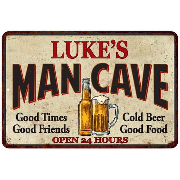 LUKE'S Man Cave Metal Sign Wall Decor Gift 8x12 108120011323
