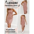 thumbnail image 7 of QAFOPEH Women Crewneck Sleeveless Slit Hem Ribbed Knit Solid Color Midi Dress, 7 of 7