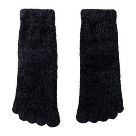 

Thermal Five- Fun Soft Toe Socks Floor Slippers Toe Separated Sports Nylon Hosiery for Running Winter Unisex Female - Black