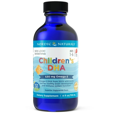 Dha 500 Mg Strawberry - Nordic Naturals Children's DHA Liquid, Strawberry, 530 Mg, 4 Fl Oz