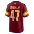 thumbnail image 3 of Men's Nike Zane Gonzalez  Burgundy Washington Commanders  Game Jersey, 3 of 3