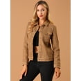 thumbnail image 2 of Chaqueta de gamuza sintética con botones a presión, bolsillos con solapa y cuello vuelto para mujer marrón M, 2 of 6
