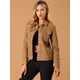 thumbnail image 2 of Chaqueta de gamuza sintética con botones a presión, bolsillos con solapa y cuello vuelto para mujer marrón M, 2 of 6