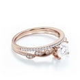 thumbnail image 2 of Dazzling Boho & hippie 1.75 Carat Round Cut Diamond Moissanite Classic Inspired Engagement Ring, Unique Twist Band Wedding Ring in 925 Sterling Silver With 18k Rose Gold Plating, One Matching Band, 2 of 3