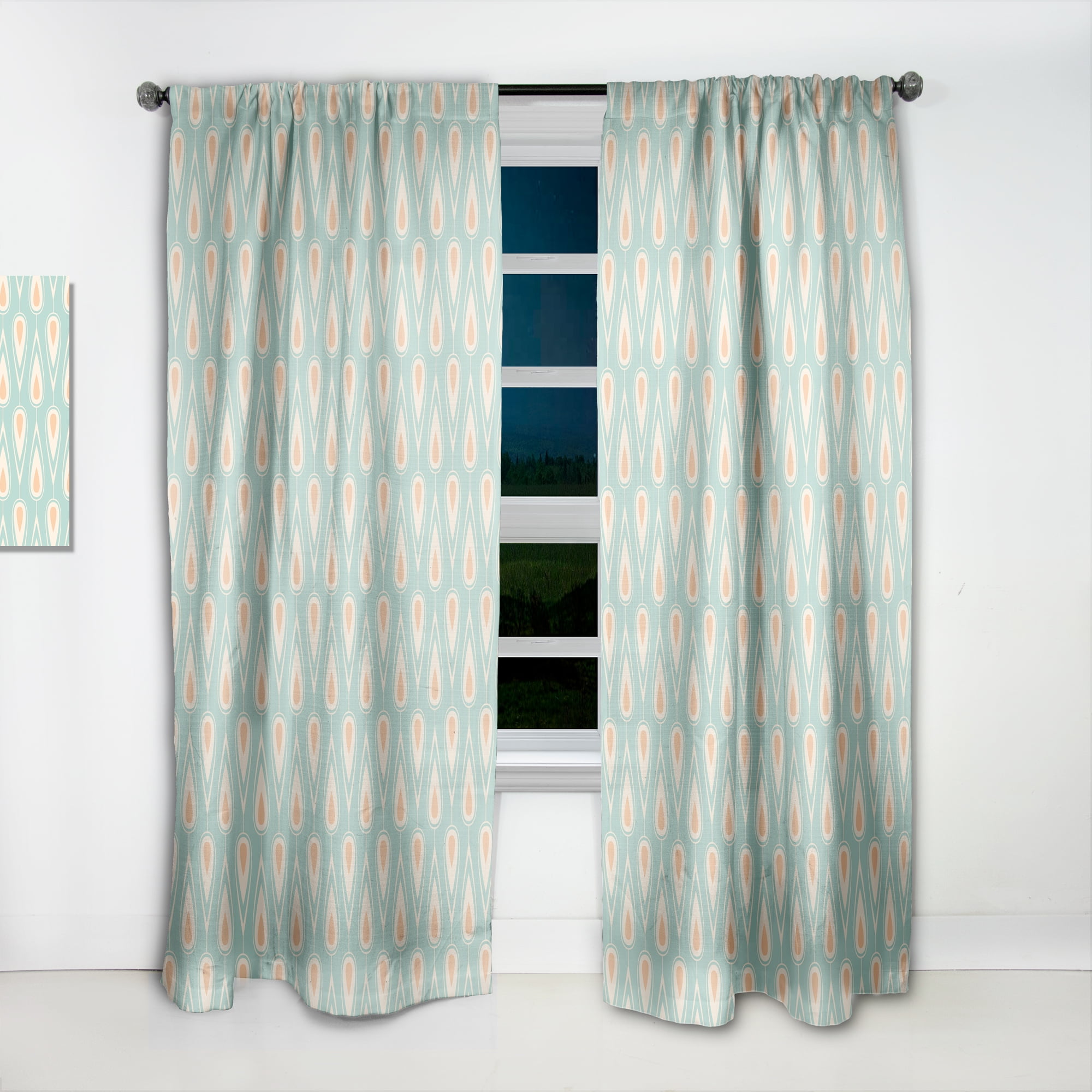 Designart 'Ornamental Retro Design VIII' Mid-Century Modern Curtain Panel